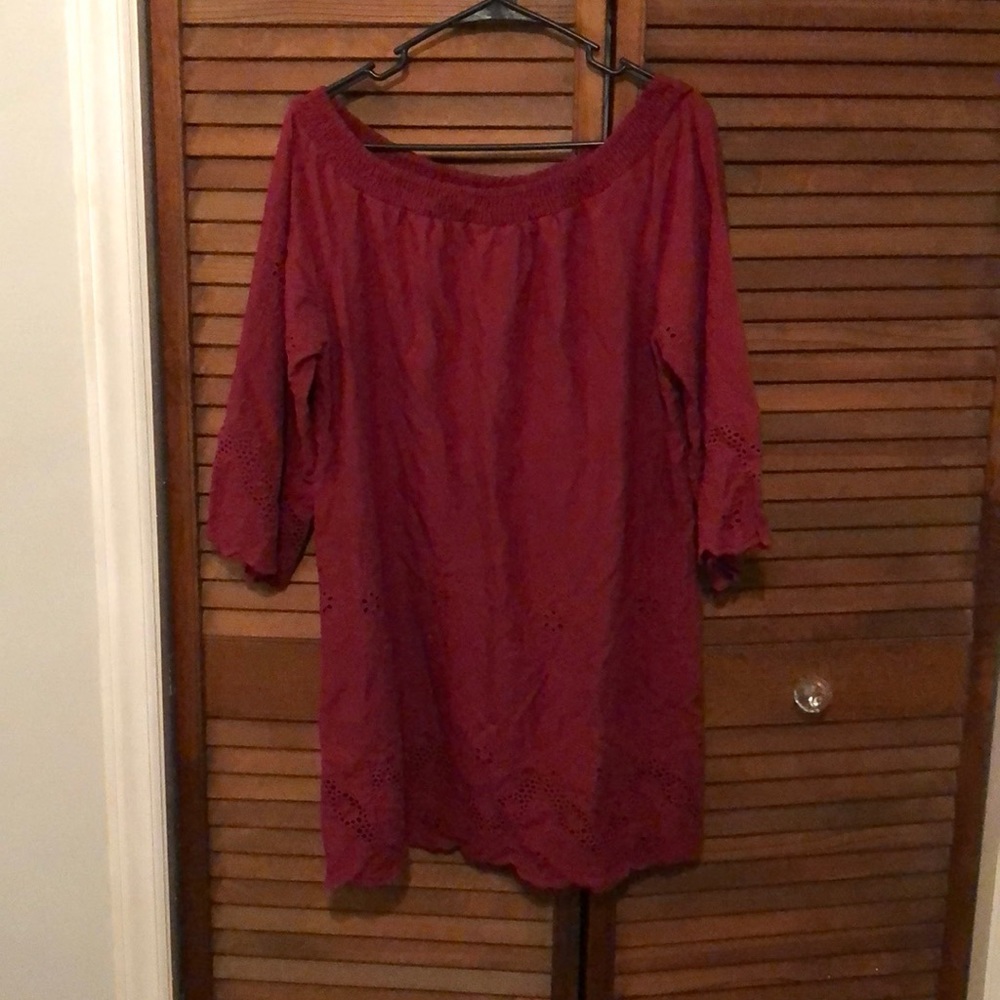 Off shoulder red dress